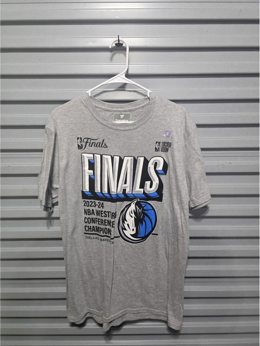 Fanatics Dallas Mavericks 2023-24 NBA West Finals Champions Gray Shirt Men's L